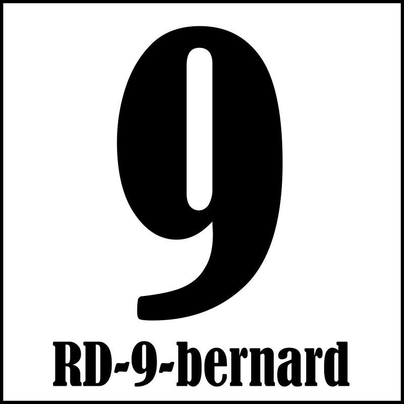 Samolepka číslo 9 – font Bernard