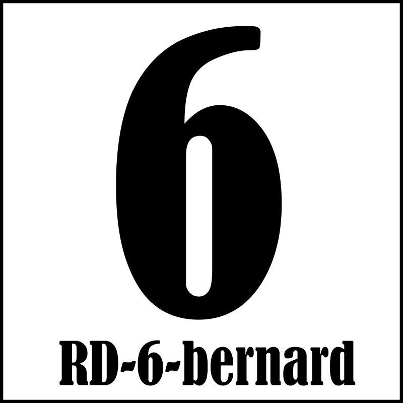 Samolepka číslo 6 – font Bernard